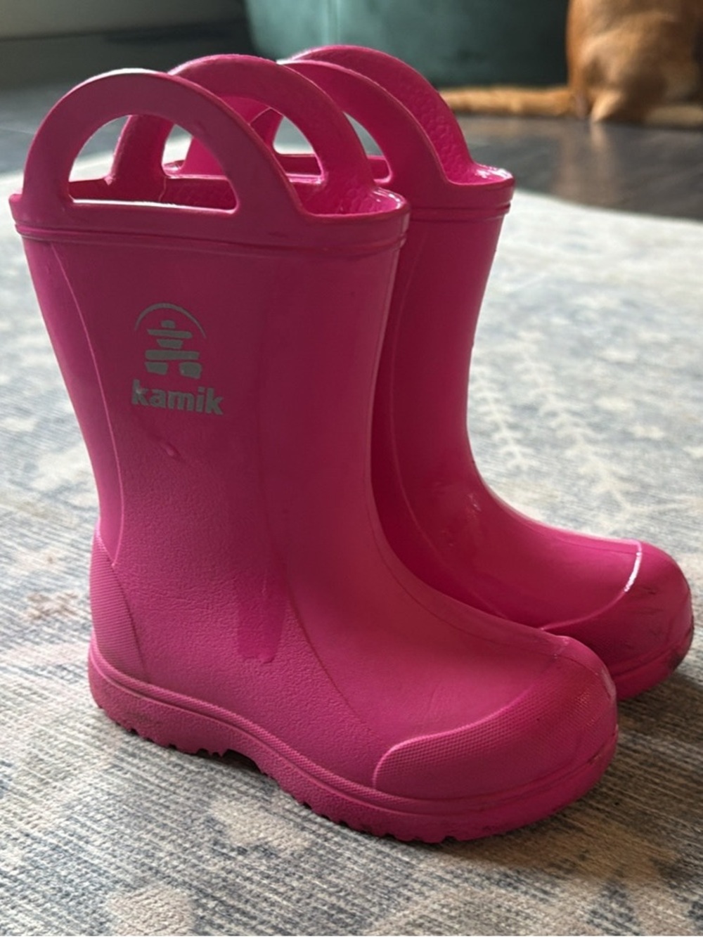 Kamik Kids Bright Pink Pull-On Rain Boots